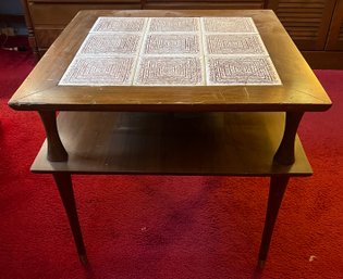 Mid Century Tile Top Two Tiered Coffee Table