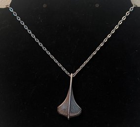 Sterling Silver Viking Ship Necklace, 19 Inch Chain - 0.24 OZT