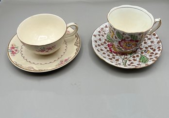 Tea Cups & Saucer Plates, 4 Piece Lot