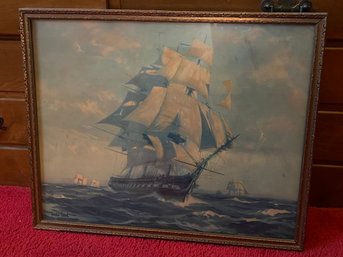 Gordon Grant Ship Print Framed