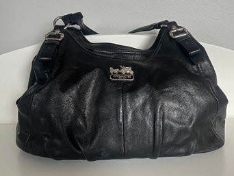 Coach Pearlized Black Leather Shoulder Bag