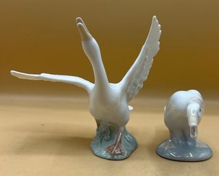 Lladro Flying Goose Porcelain Figurine #1265 Retired & LLADRO Honking Goose Figurine Retired