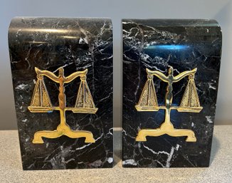 Marble Bookends Scales Of Justice