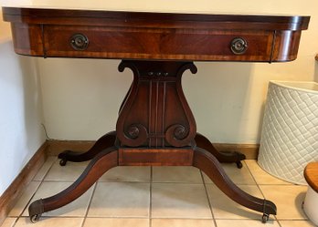 Mahog Lyre Base Console/Dining/gaming Table