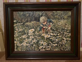 Carolyn Blish Girl In Flower Fields Print Framed