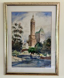 'Central Park' Framed Watercolor Unsigned