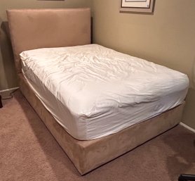 Full Size Suede Platform Bed Frame And Headboard