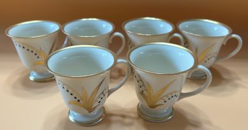 Vintage Gold Rim Porcelain Coffee Cups. Lot Of 6
