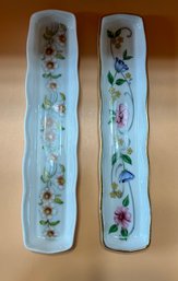 Limoges Rectangular Floral Serving Plates/trinket Dishes, 2 Piece Lot