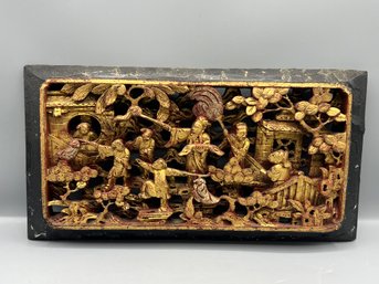 Chinese Carved Wood Plaque Relief
