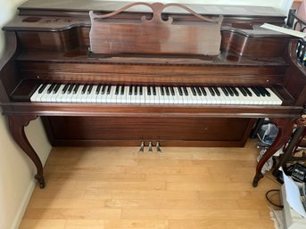 Janssen Piano With Piano Bench Filled With Sheet Music