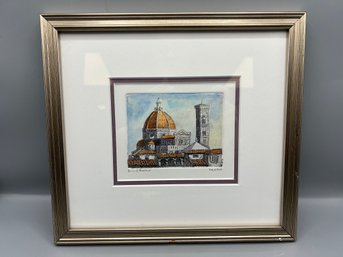 Florence Cathedral Watercolor Painting/sketch Framed