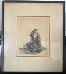 Rembrandt Self-portrait, Leaning On A Stone Sill Framed Print