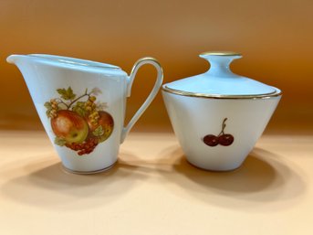 Alboth & Kaiser Gold Trim Porcelain Sugar Bowl And Creamer, 2 Piece Lot. England