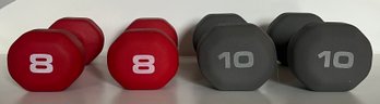 Hand Weights 8lb & 10lb - 4 Pieces
