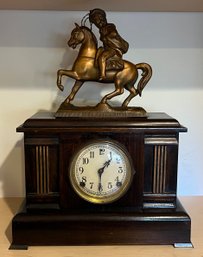 Sessions Clock Company Copper Cowboy On Horse Mantel Clock