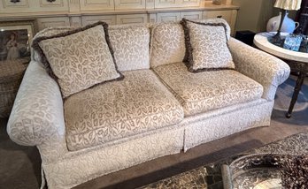 Beige Upholstered Loveseat