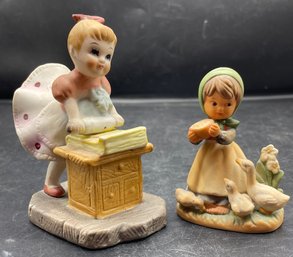 Porcelain Figurines 'little Baker' & 'Girl With Ducks'