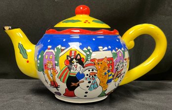 Catzilla 2001 Candice Reiter Designs Retired Holiday 8 Cup Teapot