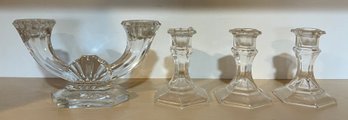 Glass Candlestick Holders - 4 Pieces