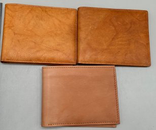 Pucchi Genuine Leather Wallets (2) Bifold Tan Wallet (1) - 3 Piece Lot