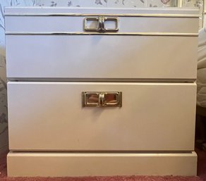 2 Drawer Nightstand With Golden Color Handles