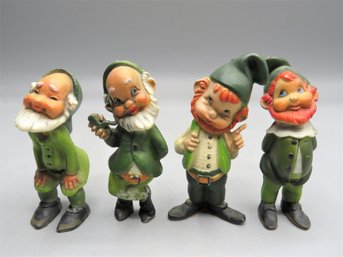 Leprechaun Figurines From The Irish Forest, Resin - Circa 1980's - Lot Of 4