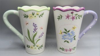 Mugs With Floral Motif - Set Of 2
