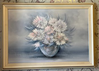 Artist Signed Floral Oil On Canvas Framed