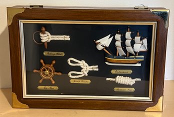 Nautical Knots Display Shadowbox Key Hook Stash Box