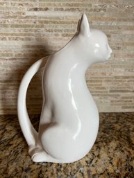 Vintage Pier 1 Imports Italy Abstract White Ceramic Cat Vase/Pitcher