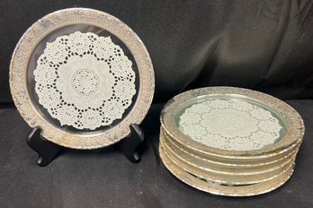 Silver Plated Round Serving Platters, 6 Piece Lot