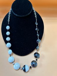 Hand Blown Glass Beaded Necklace And Earrings