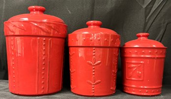Signature Housewares Ruby Sorento Collection Canisters, 3 Piece Lot