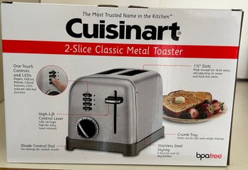 Cuisinart 2 Slice Classic Metal Toaster, New In Box