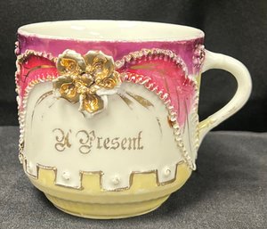 Vintage 3D A Present Coffee Mug Made In Germany