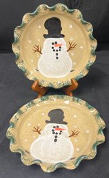 Three Rivers Pottery Hand Painted Ceramic Trays, 2 Piece Lot
