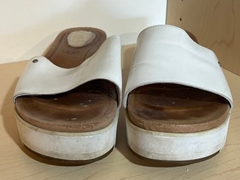 Ugg White Leather Sandals - Size 10