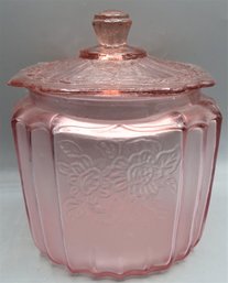 Pink Depression Glass Cannister With Lid