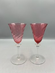 Crystal Cranberry Swirl Glasses - 2 Pieces