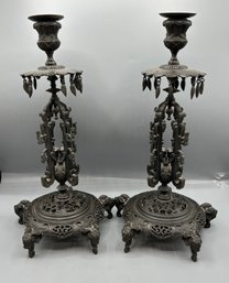 Pair Of French Style Brass Candle Holders  - 2 Piece Lot