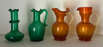 Colored Crackled  Vases & Pitchers 5'T - 4 Pieces