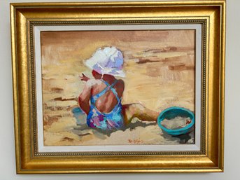 Riggio Signed 'beach' Oil On Canvas Framed Art