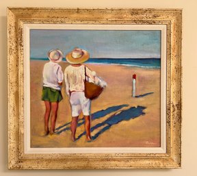Signed Oil On Canvas 'looking Out' Framed Art