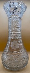 Cut Glass And Etched Large Flower Vase