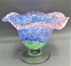 Art Glass Footed Multi-colored Bowl