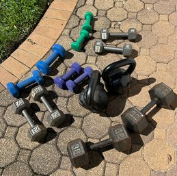 Assorted Dumbbells & Two Primal Kettlebells