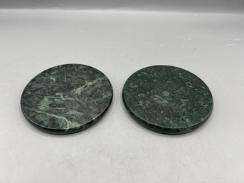 Green Marble Coasters - 2 Pieces