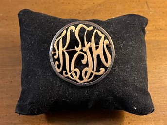 Sterling Silver Monogram Brooch 'KFA', 0.26 OZT