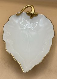 Lenox China Gold Trim Leaf Trinket Dish